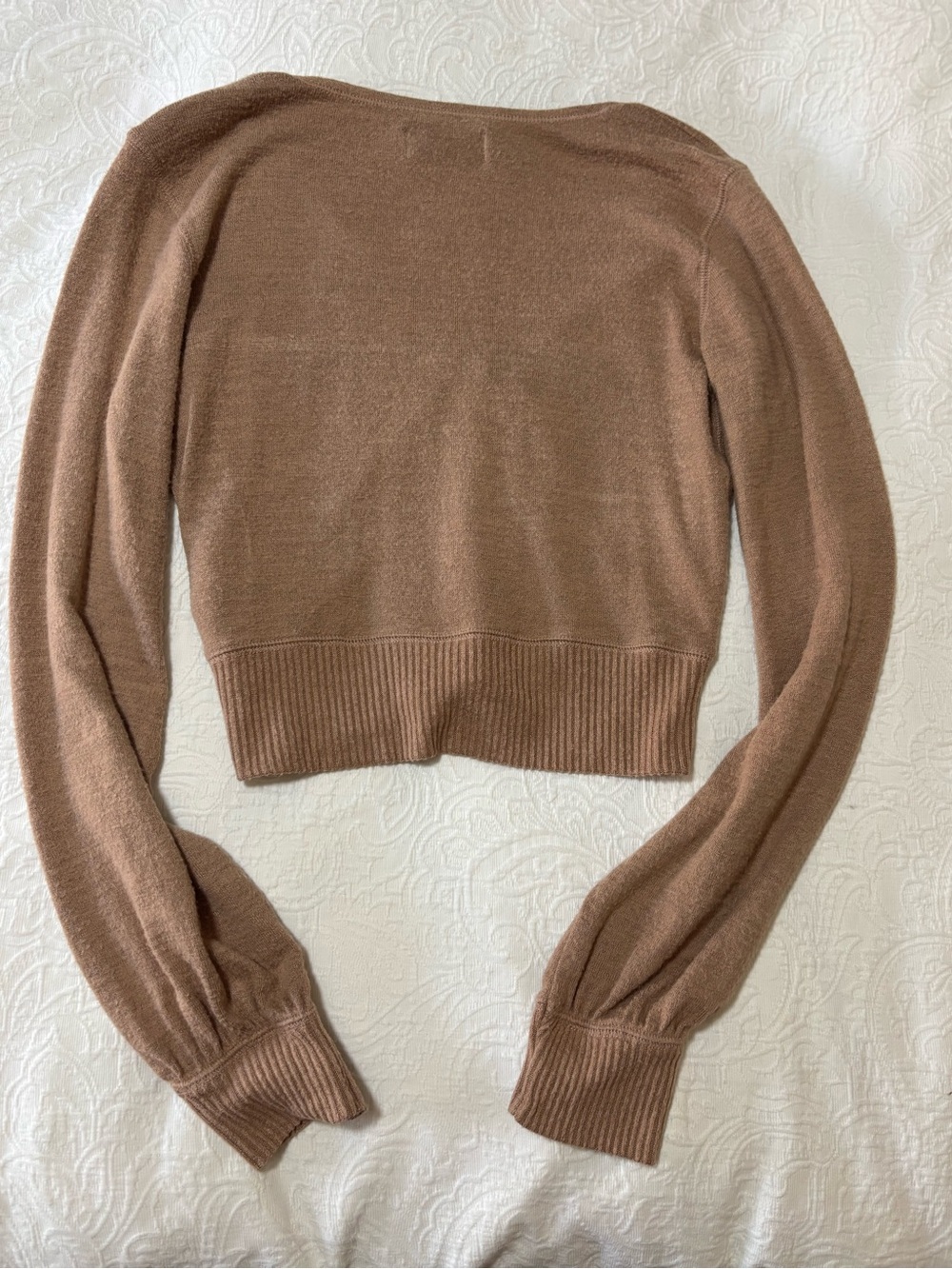 Abercrombie & Fitch Soft A&F Cozy Tie Front Cardigan Brown Tan XS Long Sleeve - Picture 4 of 6
